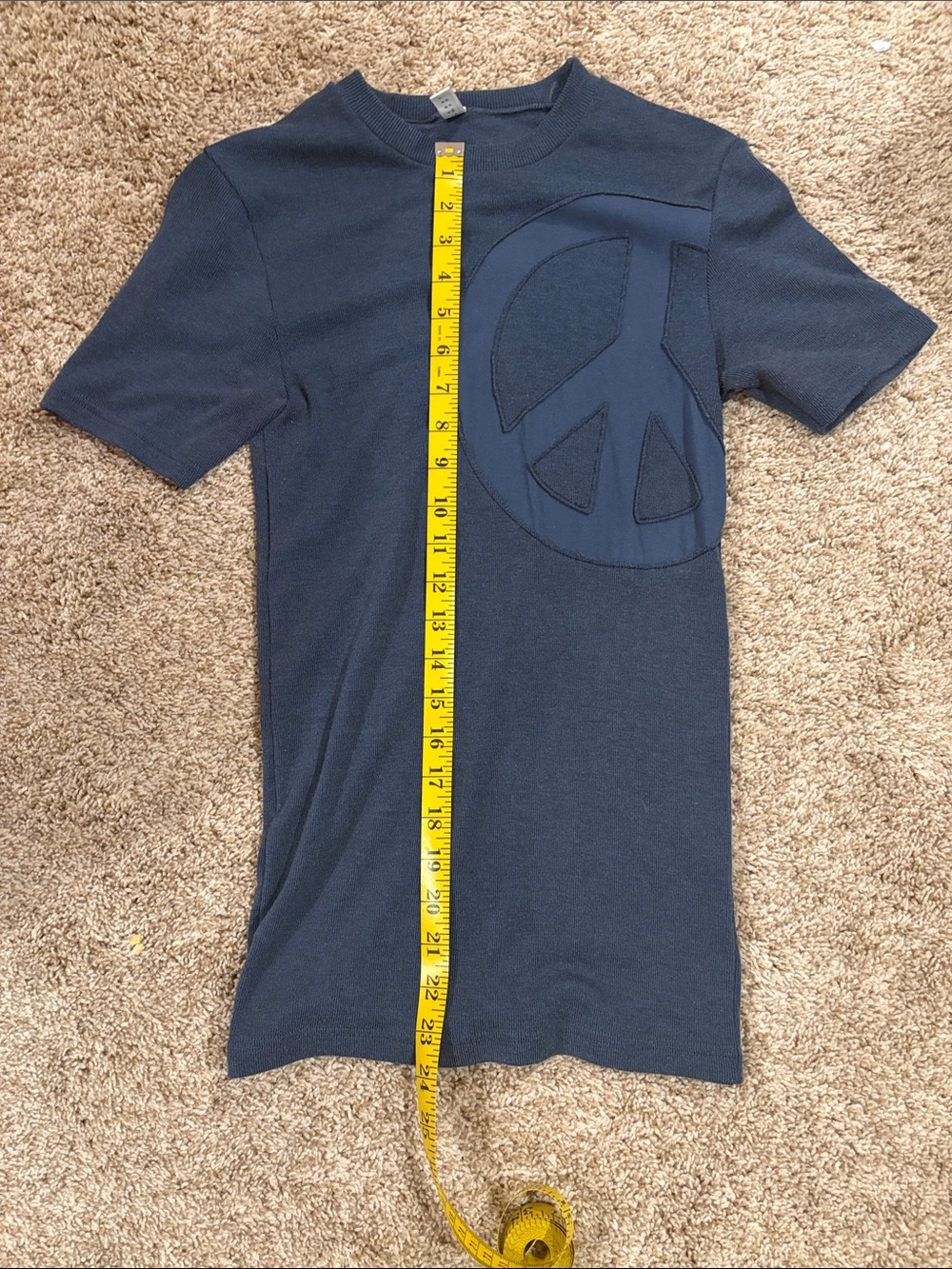 Moschino Navy Short Sleeve Tee with Peace Patch